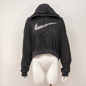 Nike Cropped Oversized Hoodie with Embroidered Flower Swoosh Logo Size XL